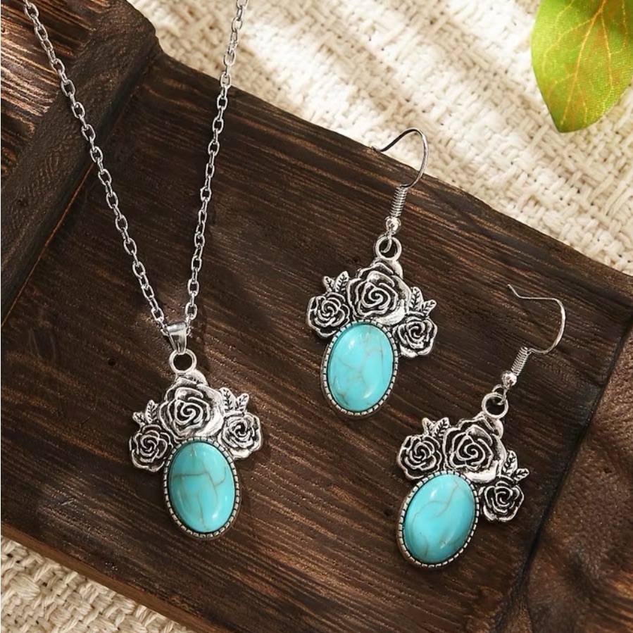 Western Necklace Jewelry Set Cowgirl Jewelry Southwestern Jewelry Turquoise